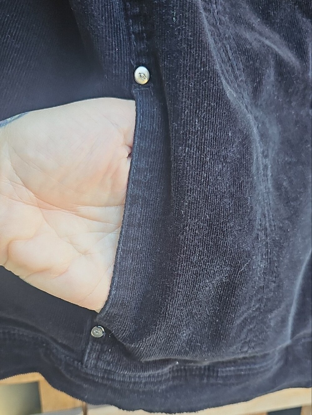 Black Corduroy Cotton Ginny Button-Up Jacket - Picture 4 of 10